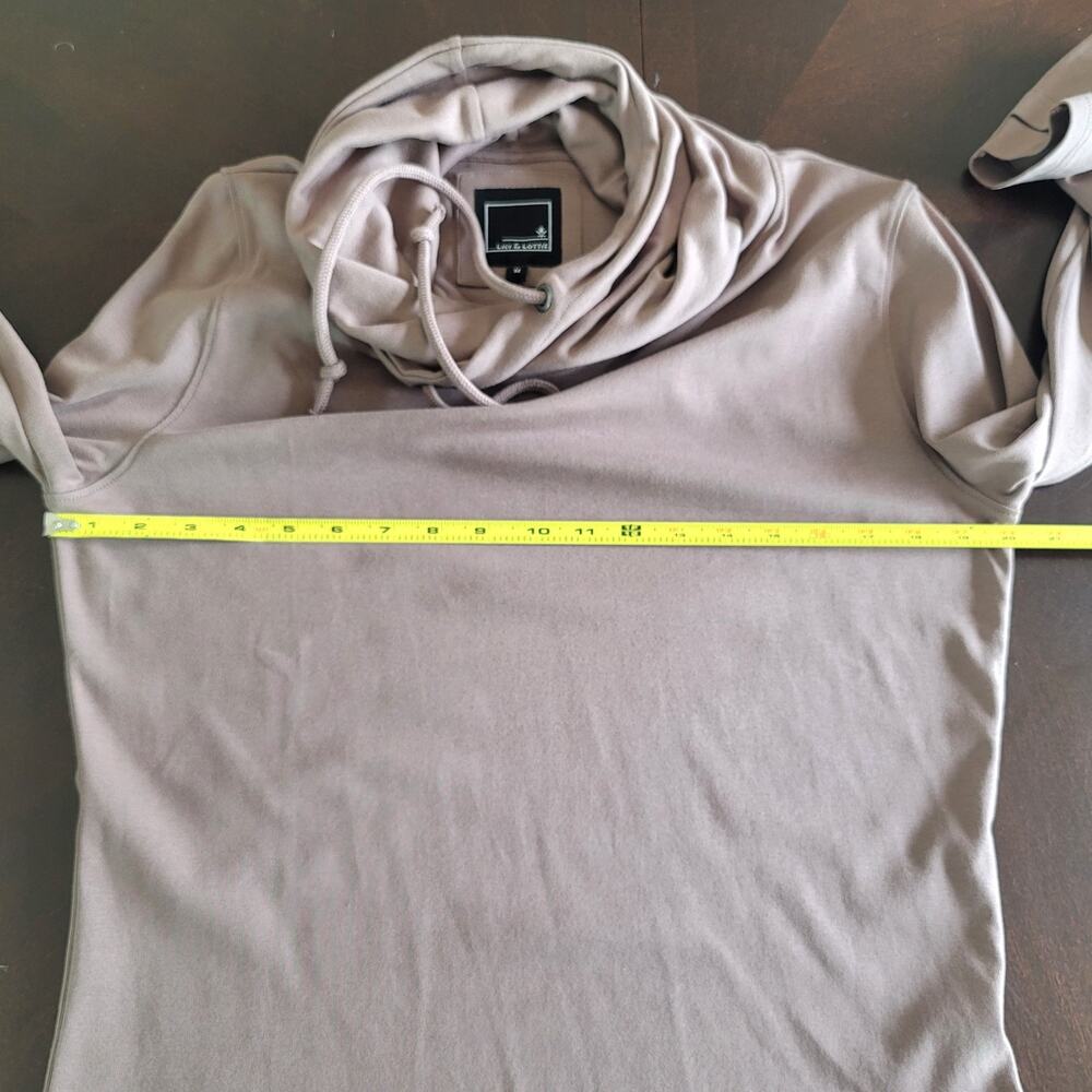 Lily & Lottie Tan Brown Funnel Neck Hoodie Long Sleeve Thumbholes Dress Womens M - Picture 12 of 14